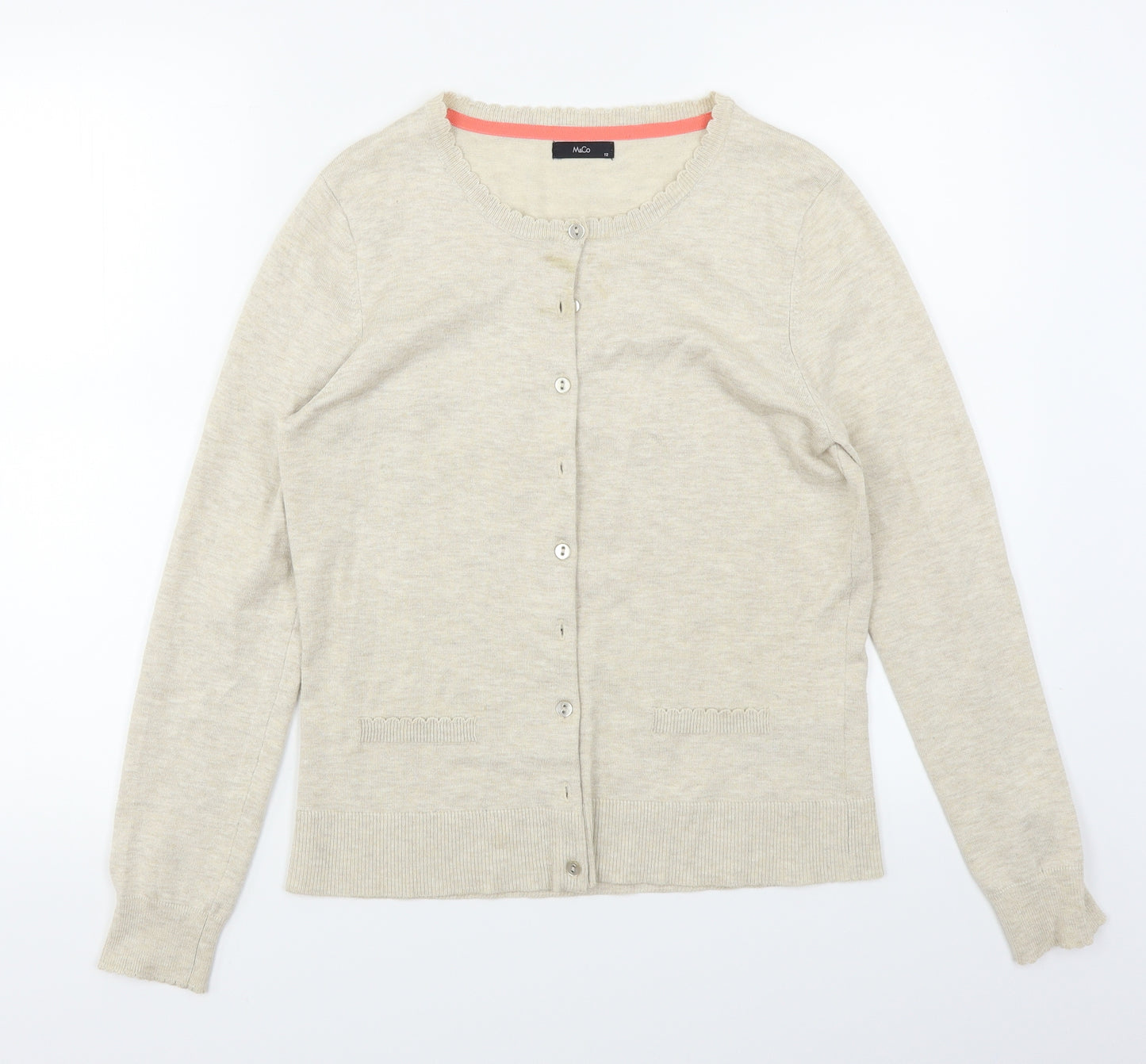 M&Co Womens Beige   Cardigan Jumper Size 12