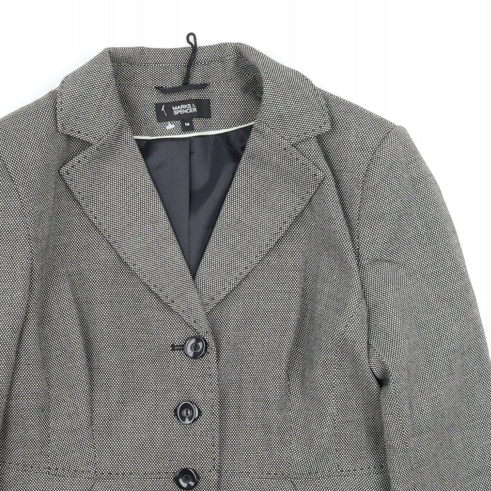 Marks & Spencer Womens Black Polka Dot  Jacket Blazer Size 14