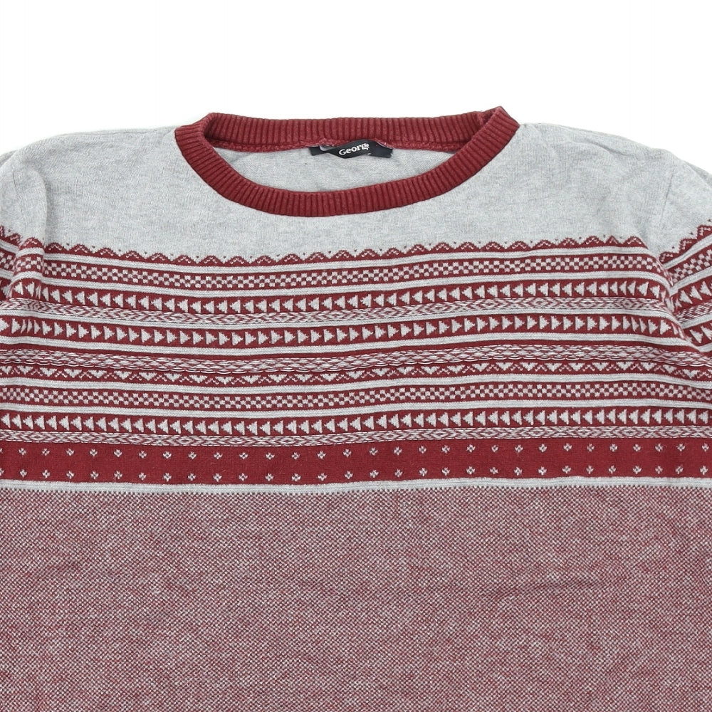 George Boys Red Fair Isle  Pullover Jumper Size 13-14 Years