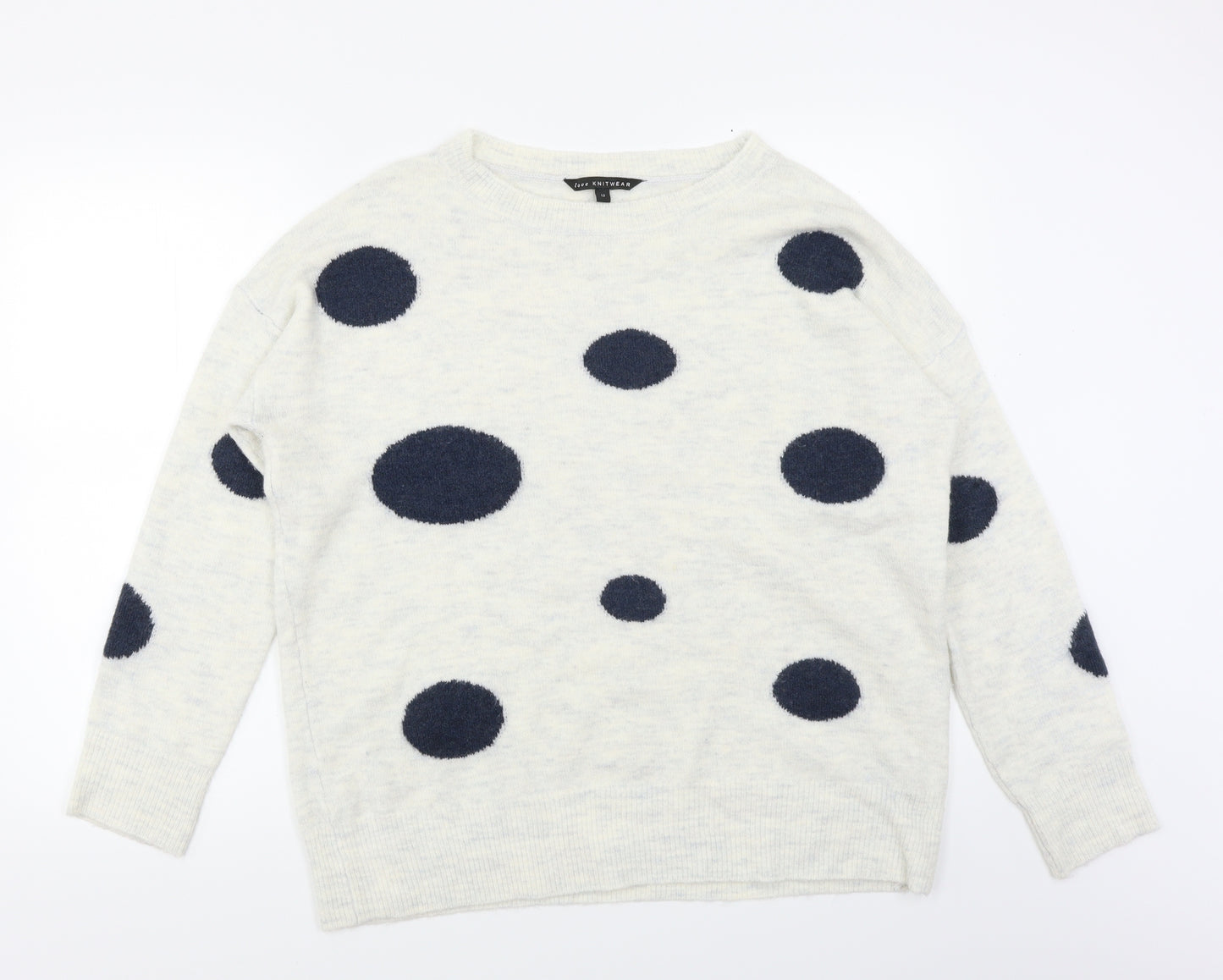 Bonmarché Womens White Polka Dot  Pullover Jumper Size 12