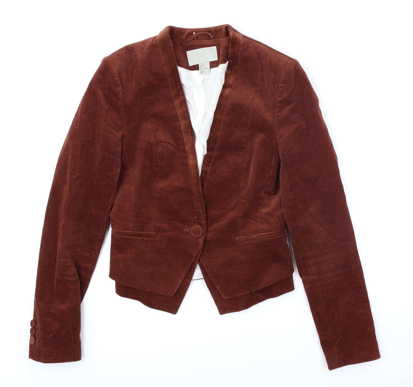 H&M Womens Brown  Corduroy Jacket Blazer Size 6