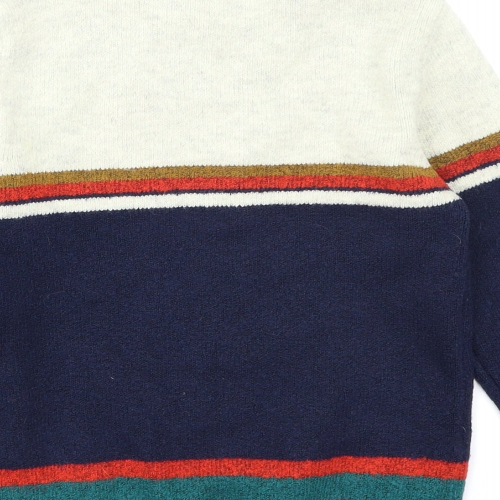 M&S Boys Blue Colourblock Knit Pullover Jumper Size 6-7 Years