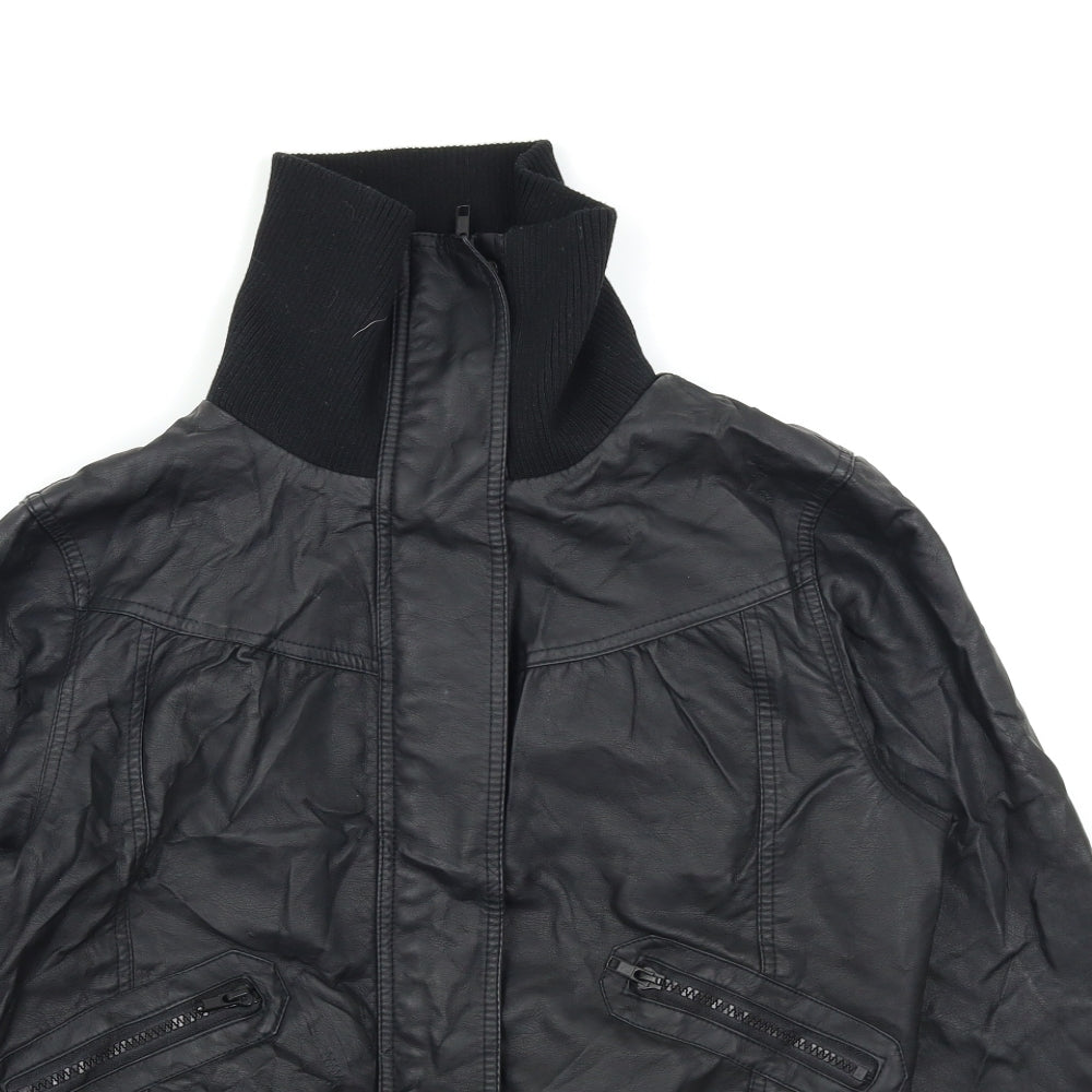 Internacionale Womens Black   Biker Coat Size 16