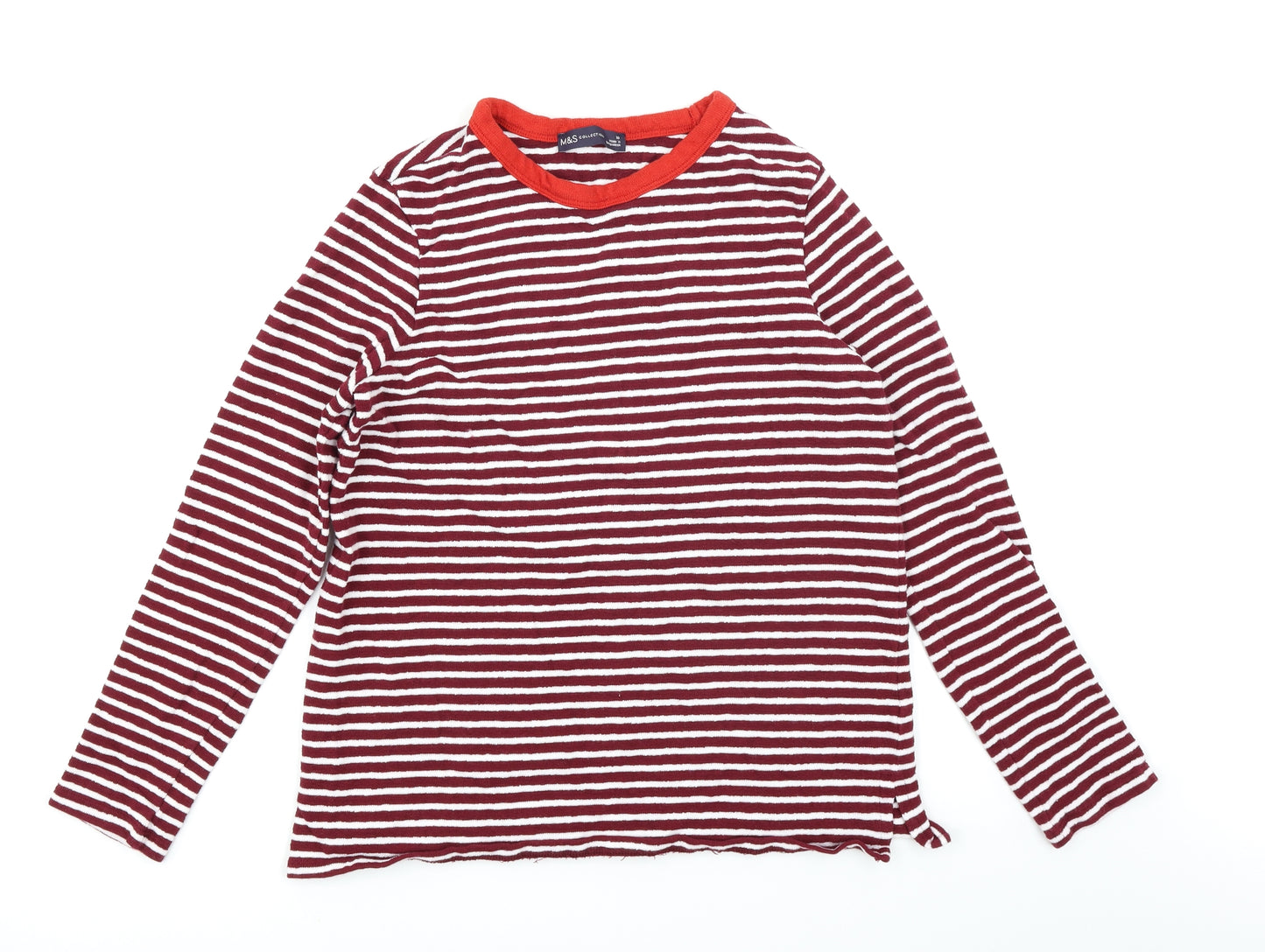 M&S Collection Womens Red Striped  Basic T-Shirt Size 10