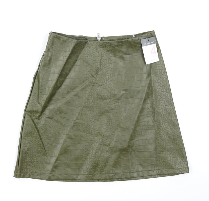 Primark Womens Green Animal Print A-Line Skirt Size 4