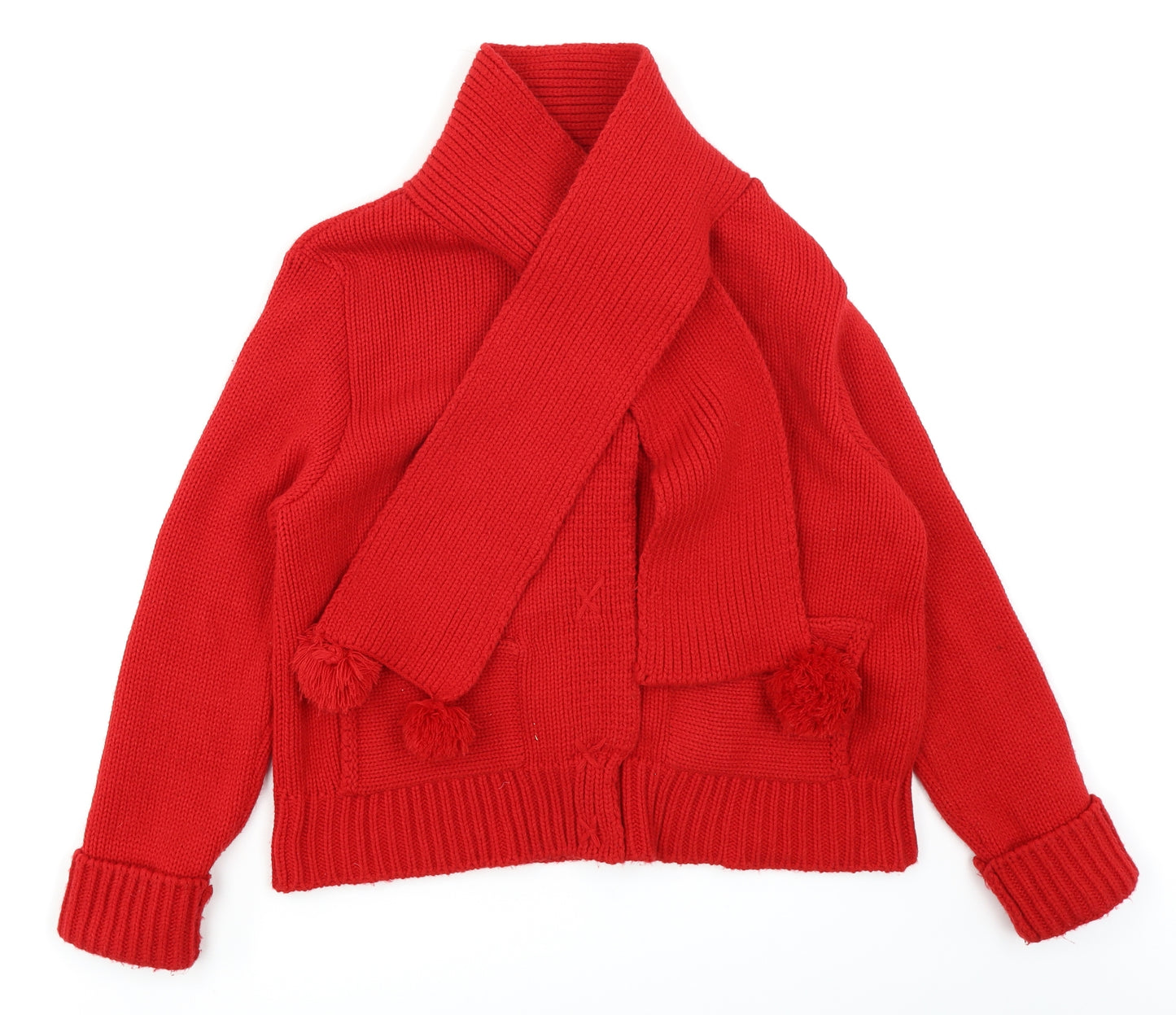 George Womens Red   Cardigan Jumper Size 18  - Attached Scarf