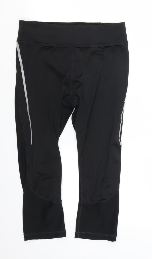 Front view of Athletic Works women’s black cropped leggings, size UK 8, 18-inch leg