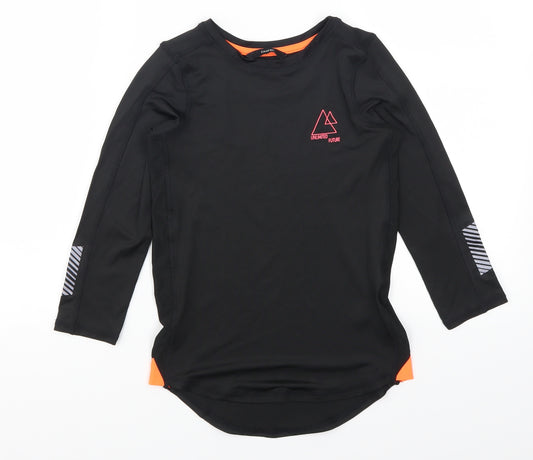 Front view of George boys’ black basic t-shirt, size 5-6, years - unlimited future