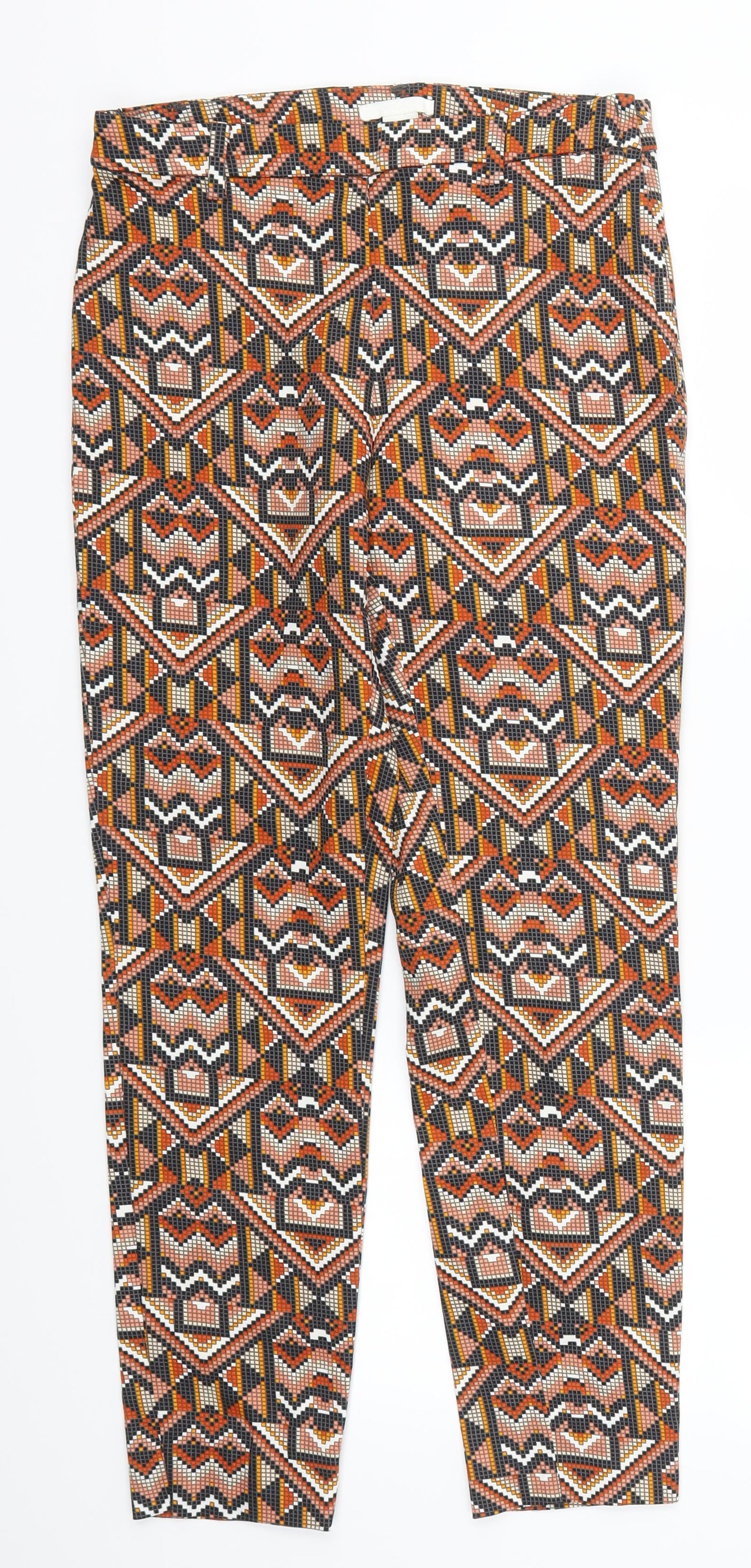 H&M Womens Orange Geometric  Trousers  Size 8 L27 in