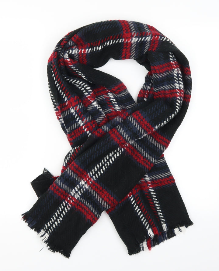 Preworn Womens Black Check Scarf - Red
