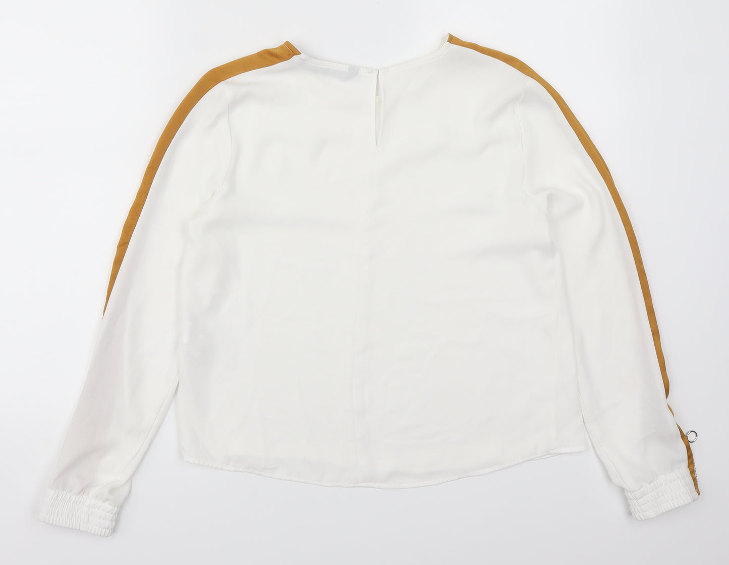 Zara Womens White Striped  Basic T-Shirt Size XS  - Beige Stripe