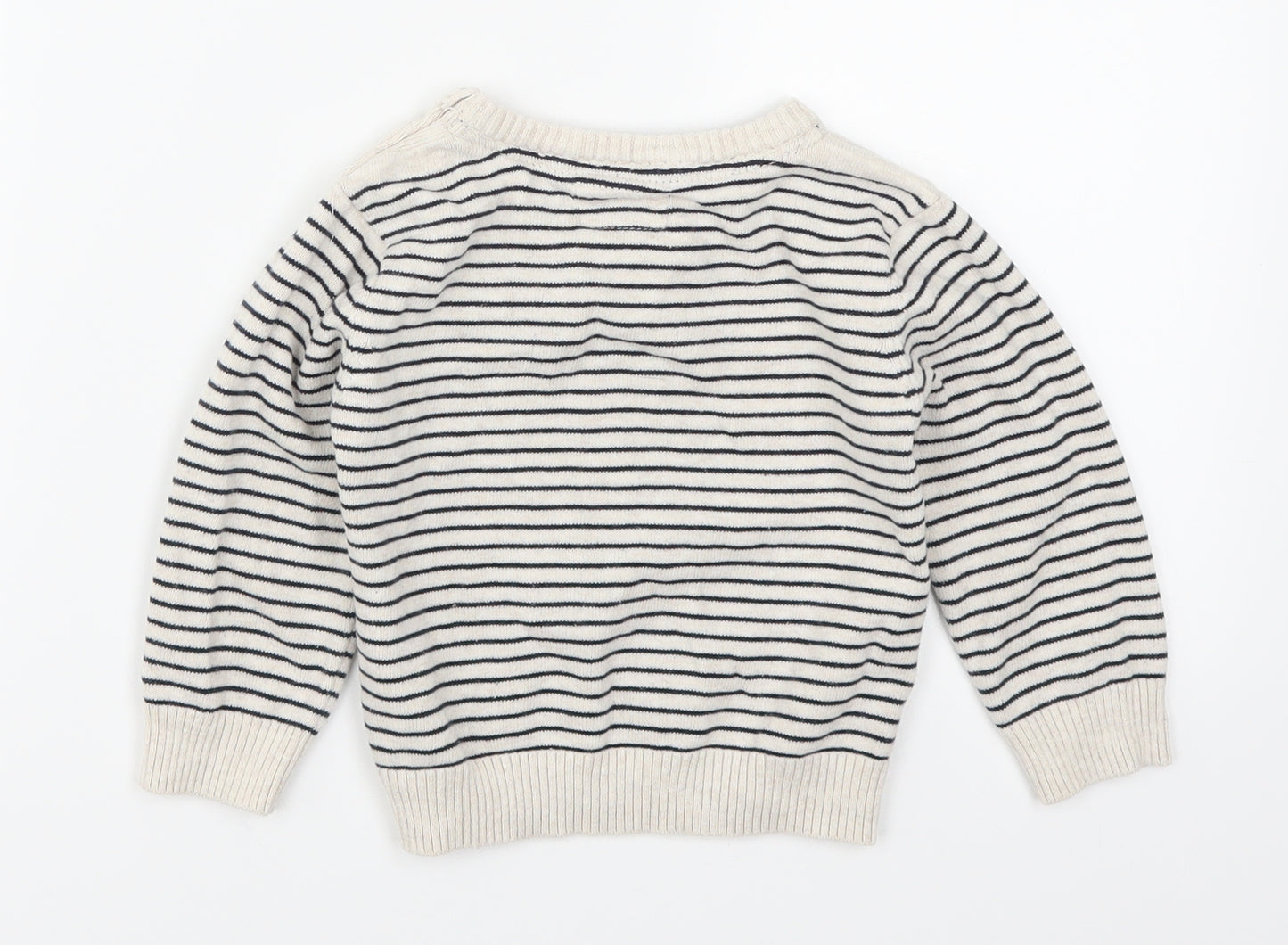 Primark Boys Beige Striped  Pullover Jumper Size 2-3 Years