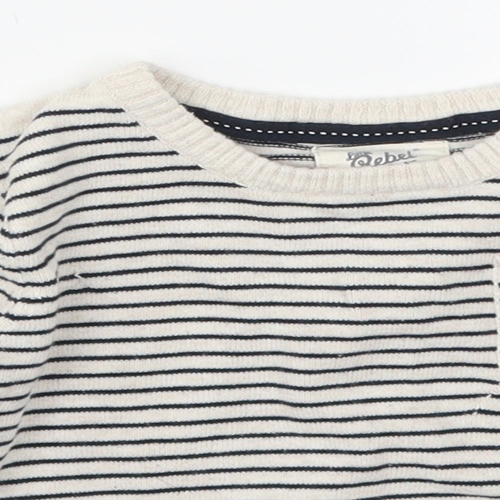 Primark Boys Beige Striped  Pullover Jumper Size 2-3 Years