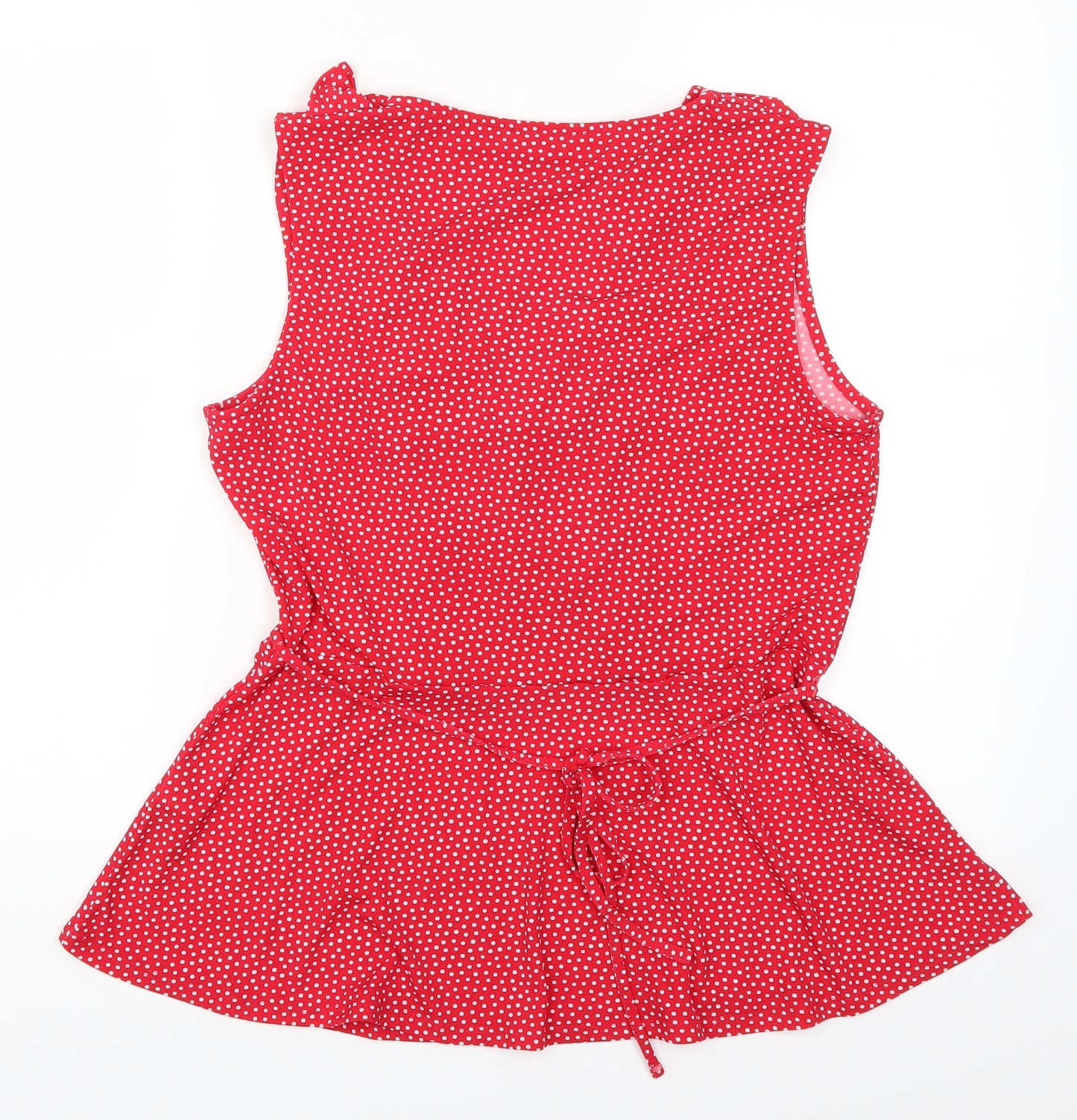 Oasis Womens Red Polka Dot  Basic Tank Size L