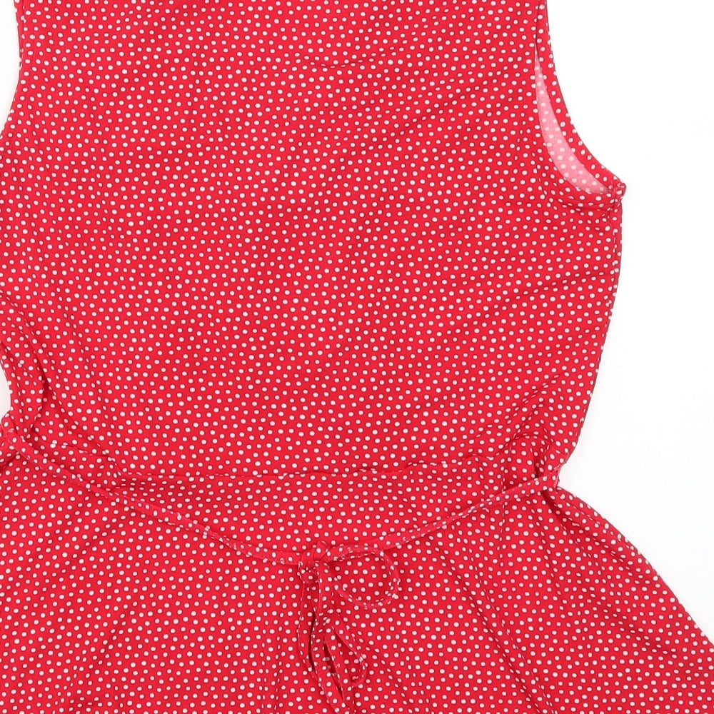 Oasis Womens Red Polka Dot  Basic Tank Size L