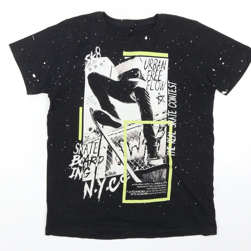 Preworn Boys Black   Basic T-Shirt Size 9-10 Years  - Urban Free Flow NYC