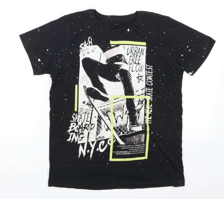 Preworn Boys Black Basic T-Shirt Size 9-10 Years - Urban Free Flow NYC