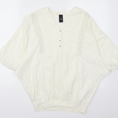 TU Womens White   Basic Blouse Size 10  - Cream