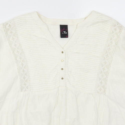 TU Womens White   Basic Blouse Size 10  - Cream
