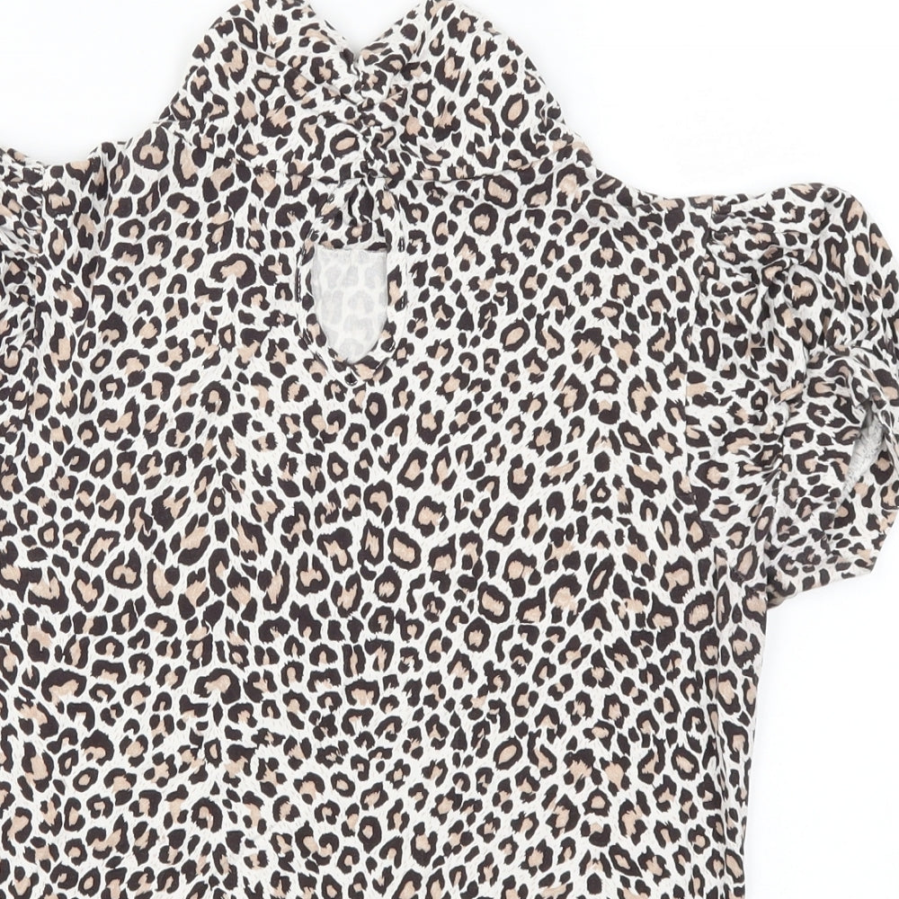 NEXT Womens Brown Animal Print  Basic T-Shirt Size 12