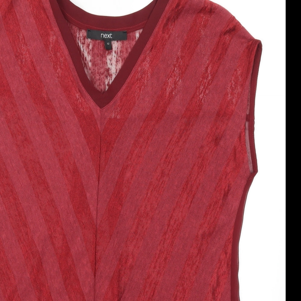 NEXT Womens Red Striped  Basic T-Shirt Size 12