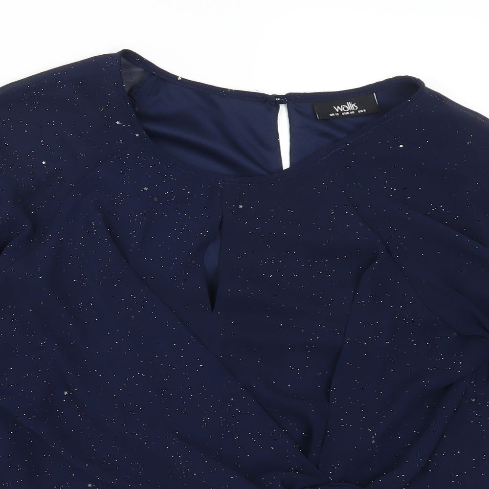 Wallis Womens Blue   Basic Blouse Size 12  - Star Sequins