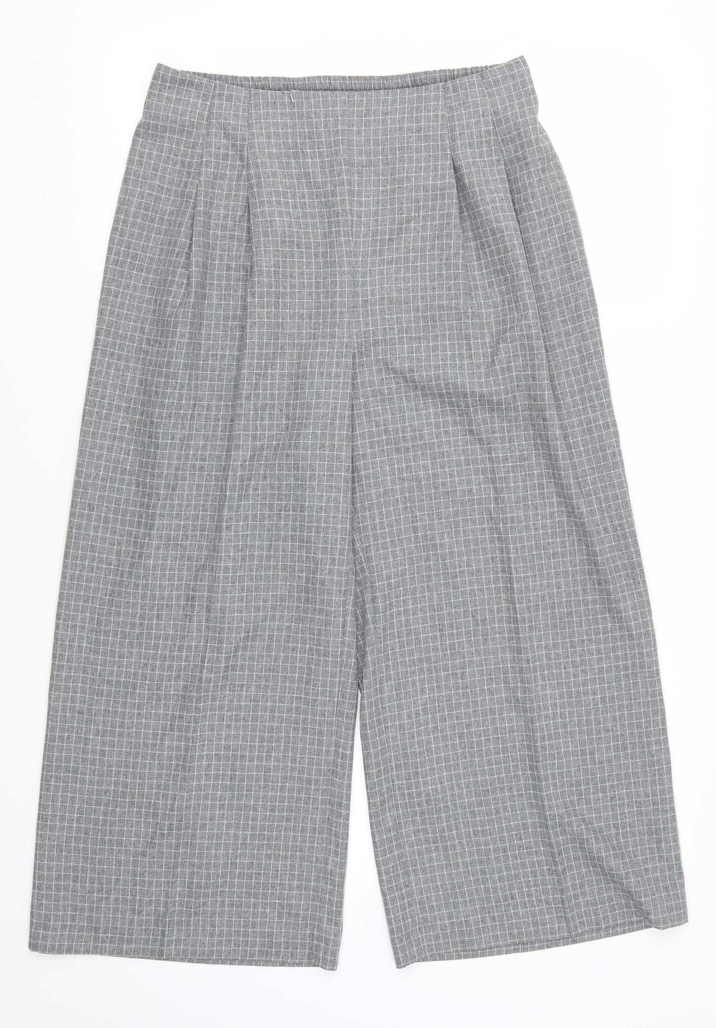 Primark Womens Grey Check  Cropped Trousers Size 12 L21 in