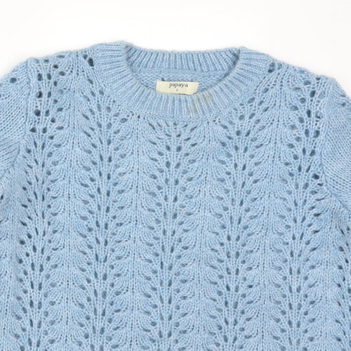 Papaya Womens Blue  Knit Pullover Jumper Size S