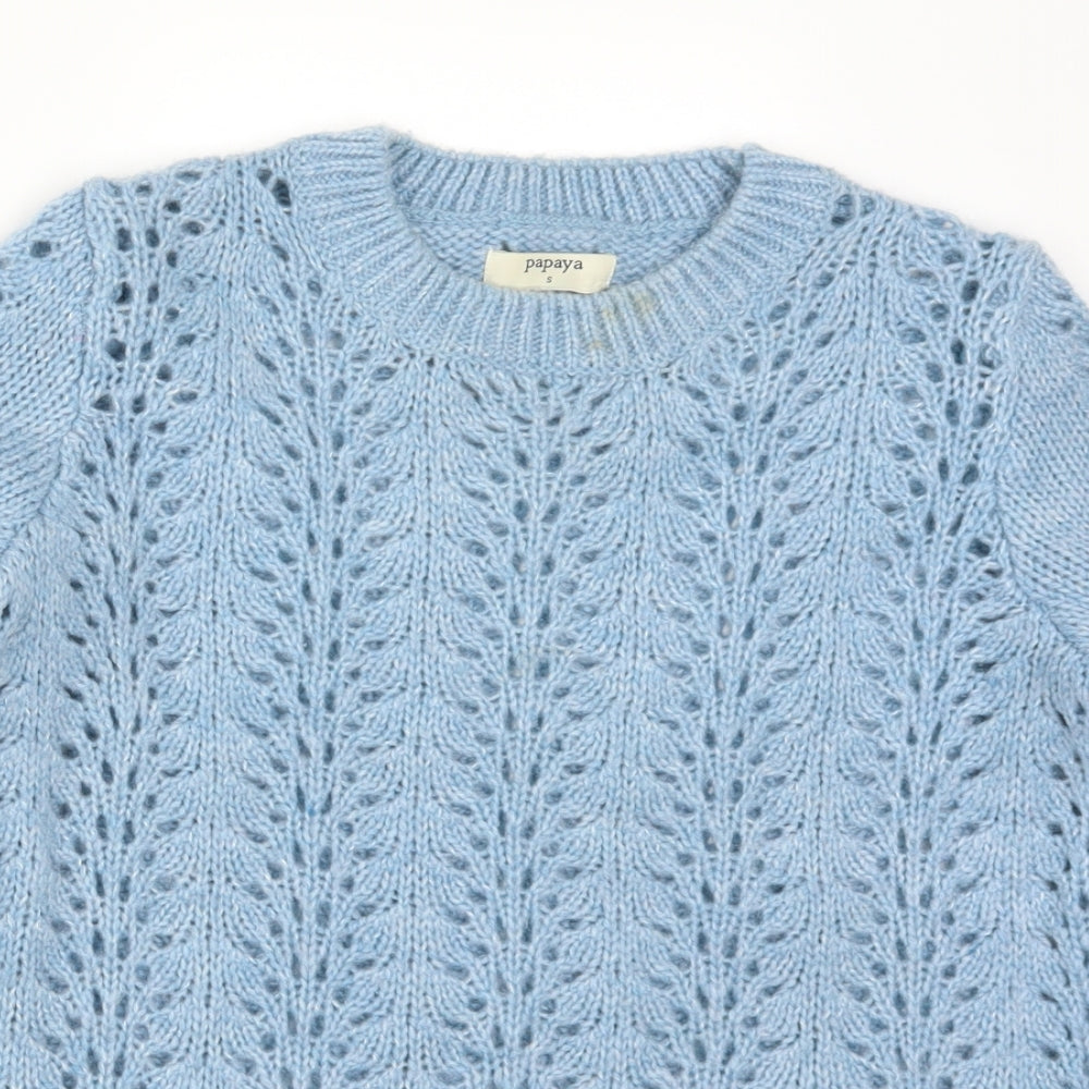 Papaya Womens Blue  Knit Pullover Jumper Size S