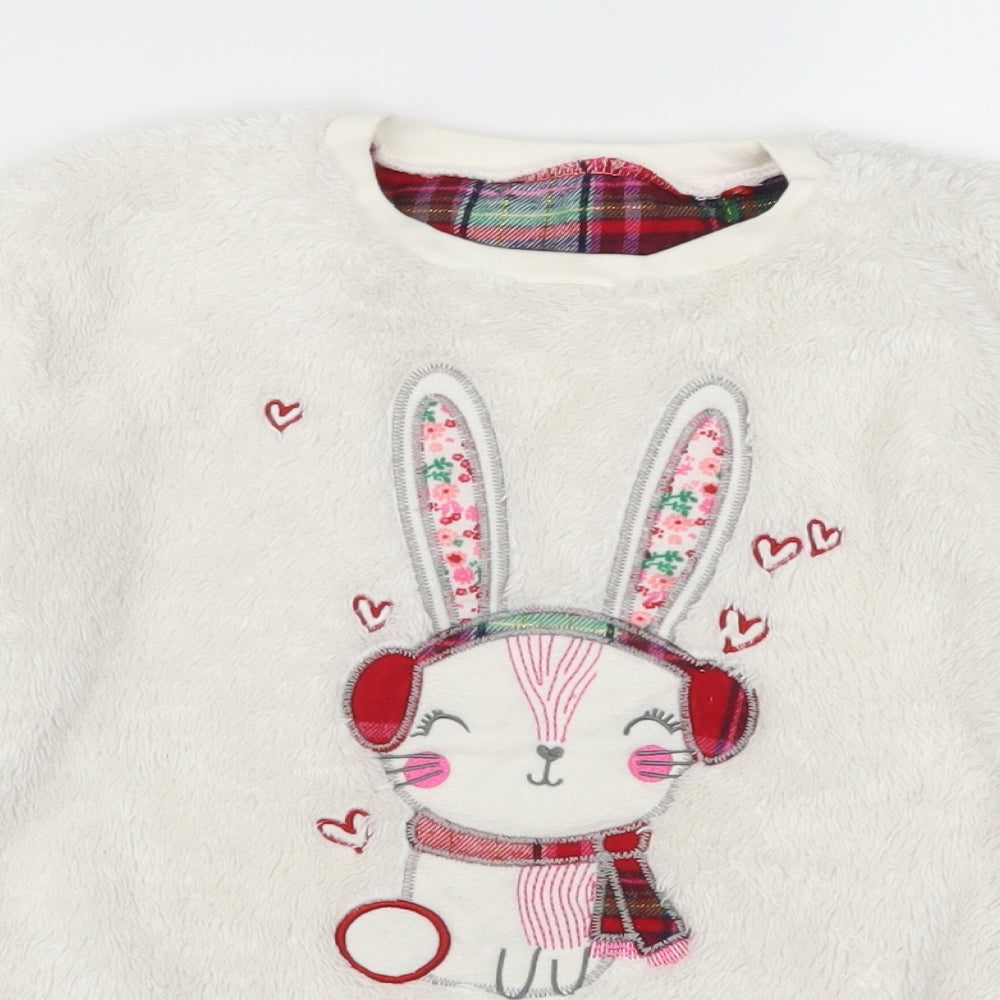 George Girls White Solid  Top Pyjama Set Size 9-10 Years  - Bunny Rabbit