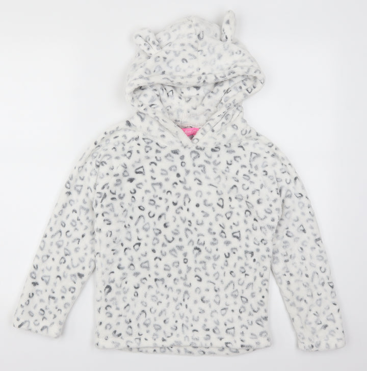 Love Sleep Girls White Animal Print Top Pyjama Top Size 9-10 Years - Ears on Hood
