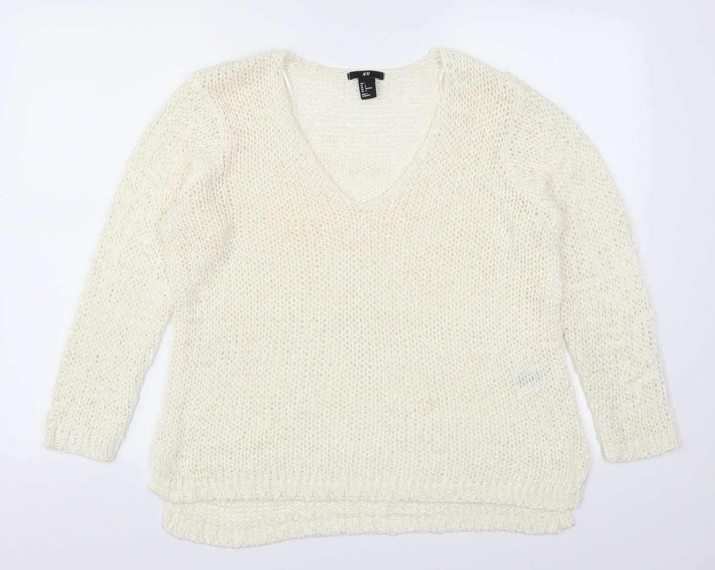 H&M Womens White   Pullover Jumper Size L