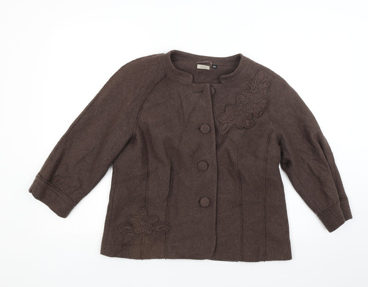 Coercion Womens Brown  Knit Jacket Blazer Size 14