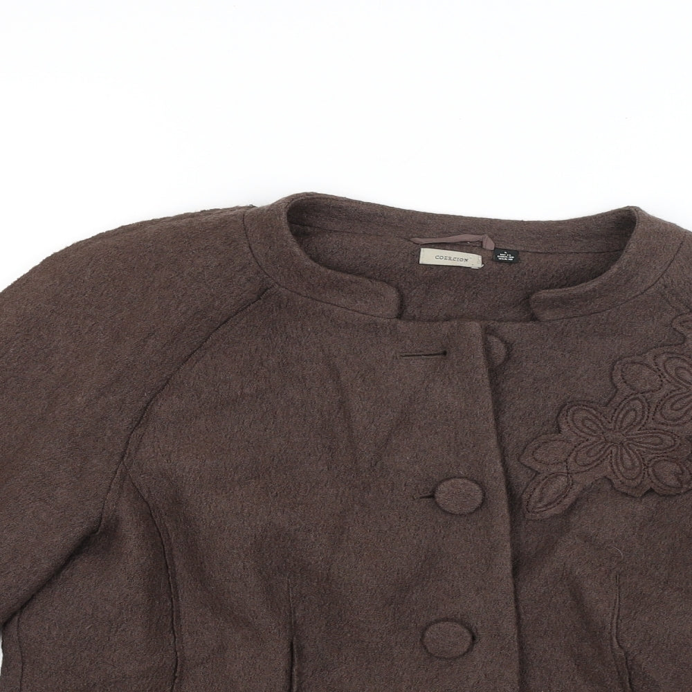 Coercion Womens Brown  Knit Jacket Blazer Size 14
