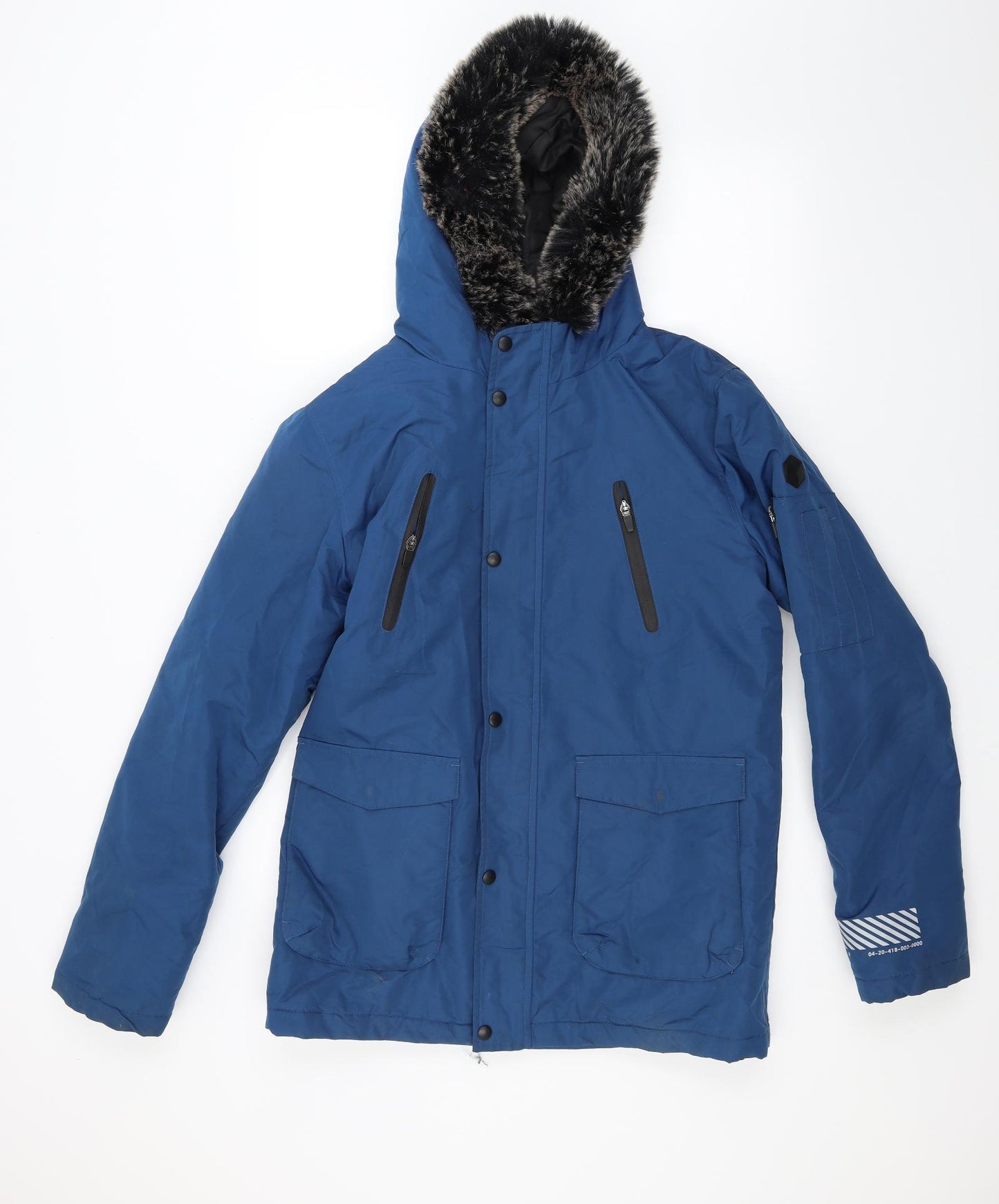 Very Boys Blue  Canvas Parka Coat Size 16 Years