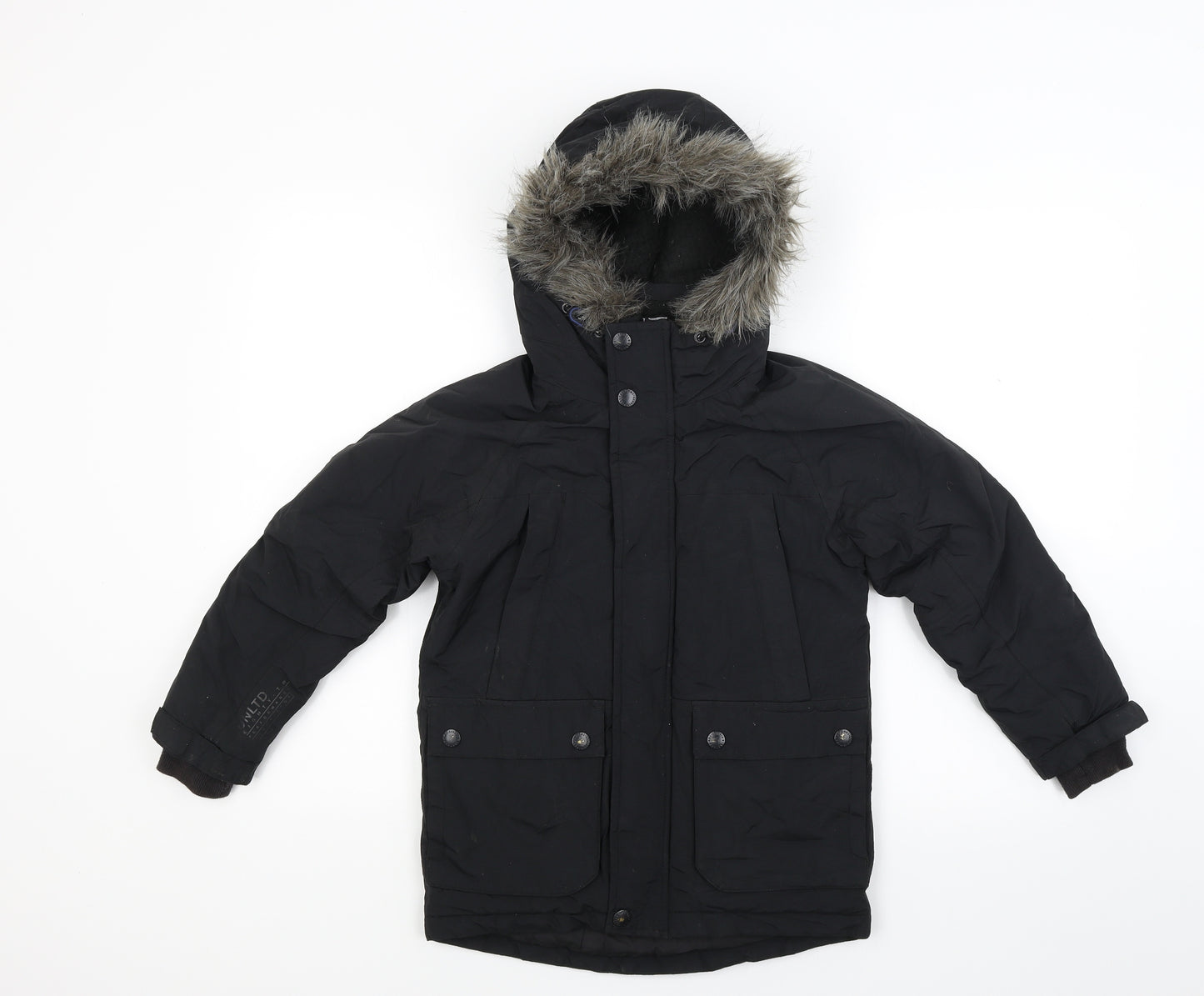 NEXT Boys Black  Canvas Parka Coat Size 7 Years