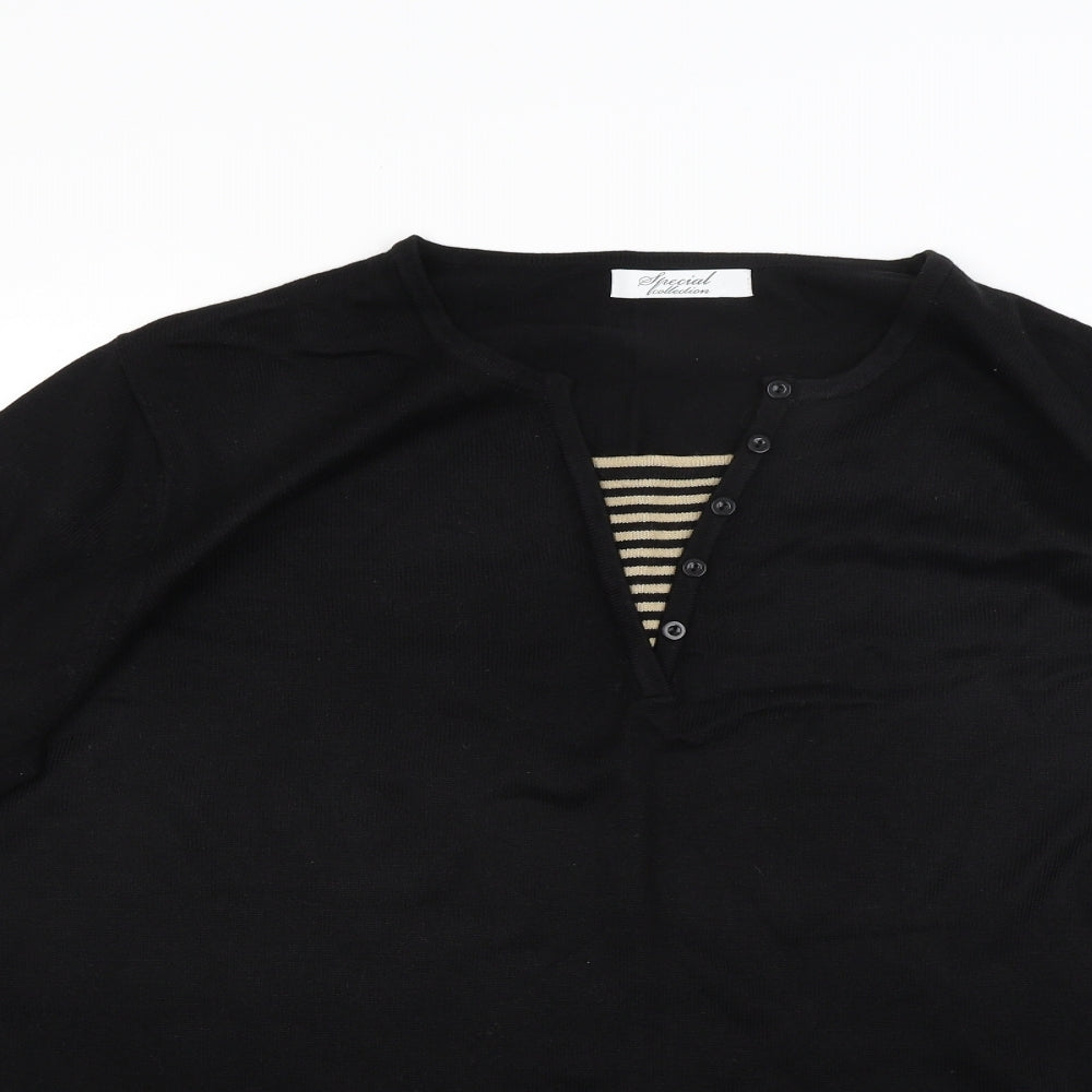 Special Collection Womens Black  Knit Pullover Jumper Size 24