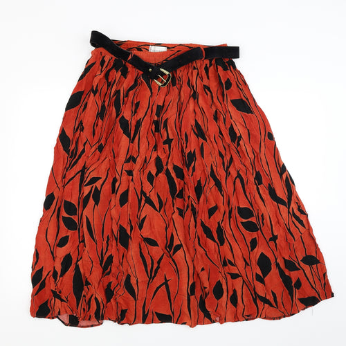 Chiianty Womens Orange Animal Print  Flare Skirt Size 18