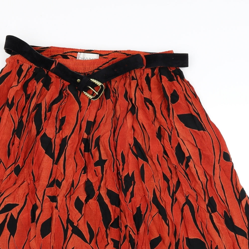 Chiianty Womens Orange Animal Print  Flare Skirt Size 18
