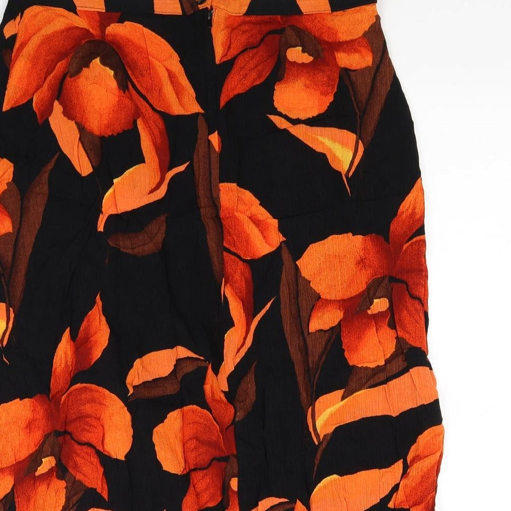 Dorothy Perkins Womens Orange Floral  Flare Skirt Size 18