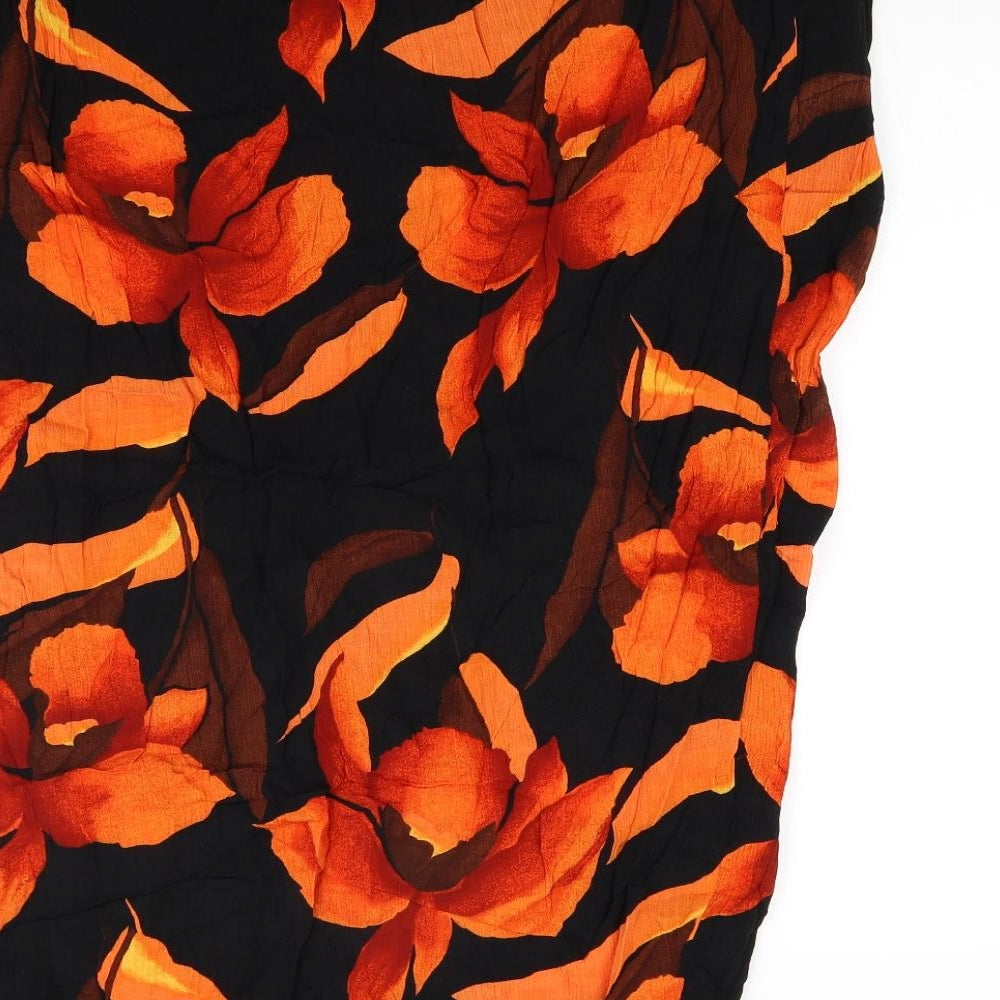 Dorothy Perkins Womens Orange Floral  Flare Skirt Size 18