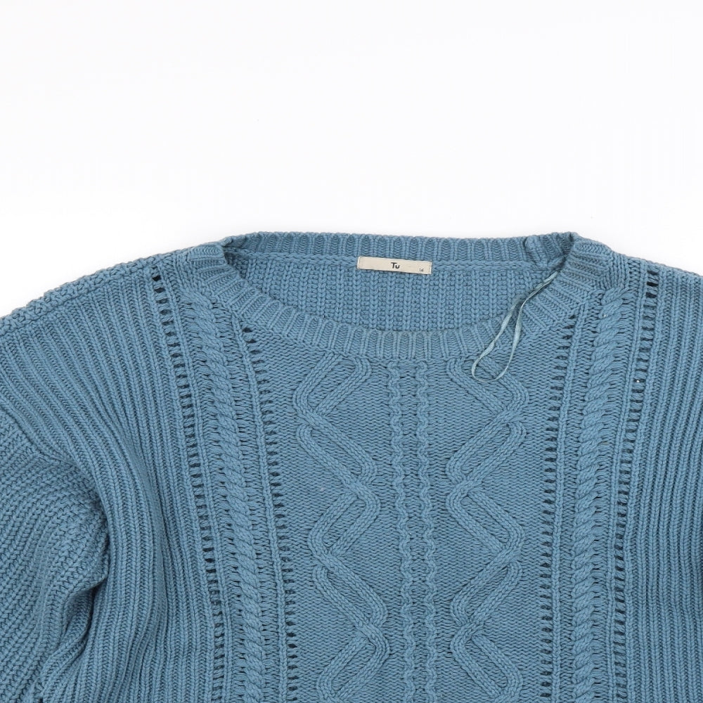 TU Womens Blue  Knit Pullover Jumper Size 16