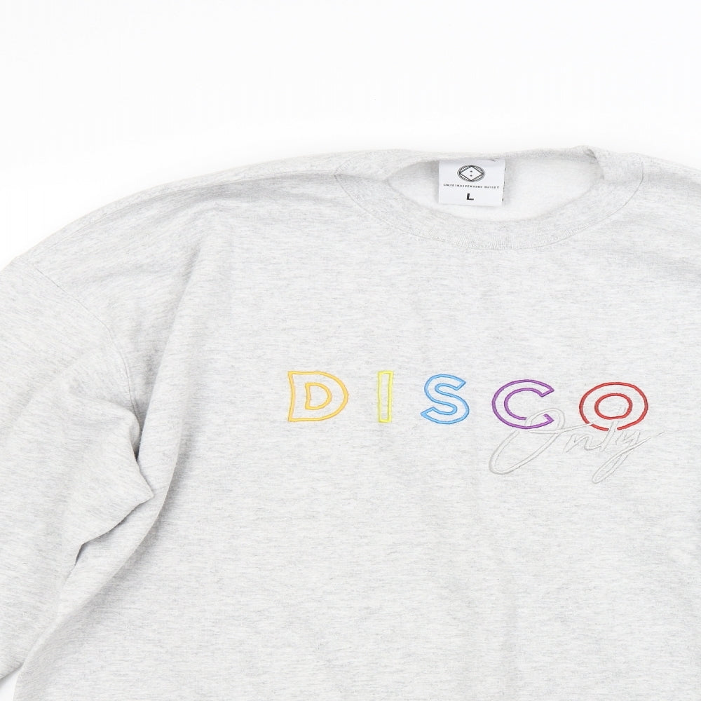 Uk Ik Mens Grey  Jersey Pullover Sweatshirt Size L  - Disco