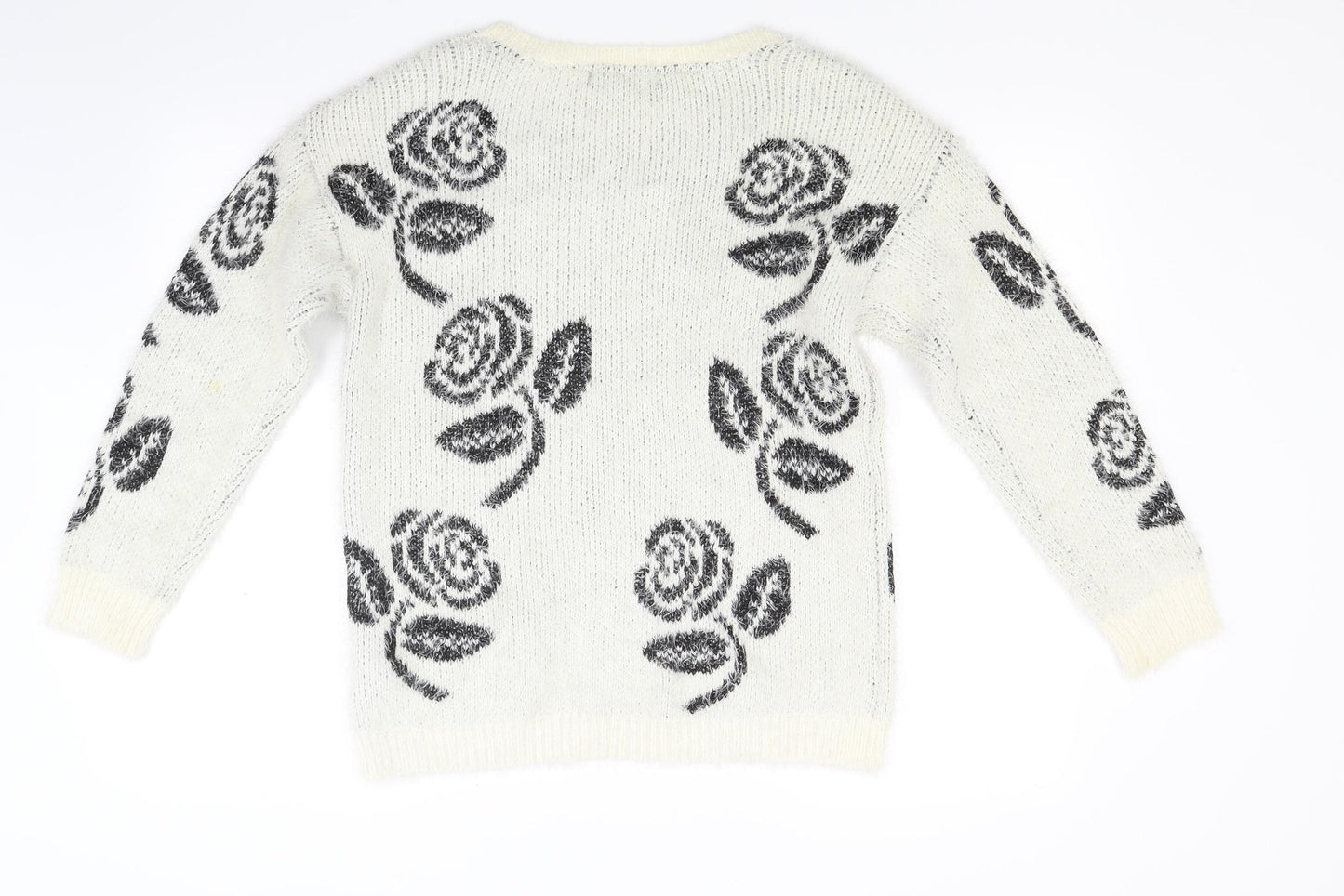 Atmosphere Womens White Floral Knit Pullover Jumper Size 12