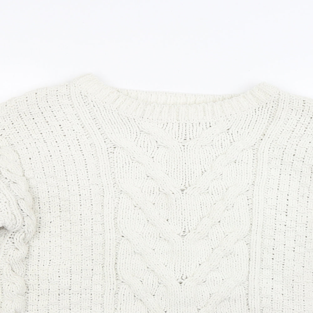 Preworn Womens White  Knit Pullover Jumper Size M