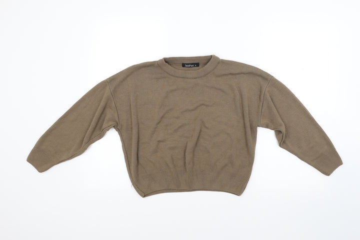 Boohoo Womens Brown Knit Pullover Jumper Size S