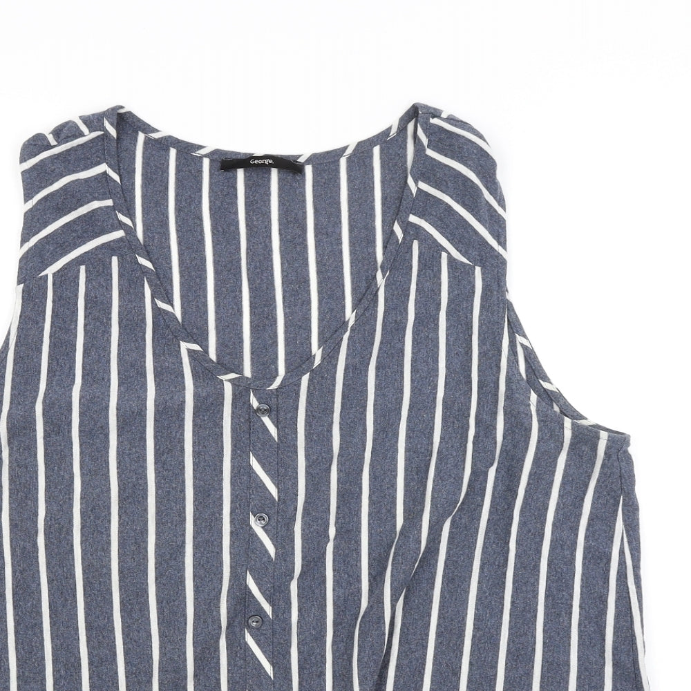 George Womens Blue Striped Jersey Basic Tank Size XL
