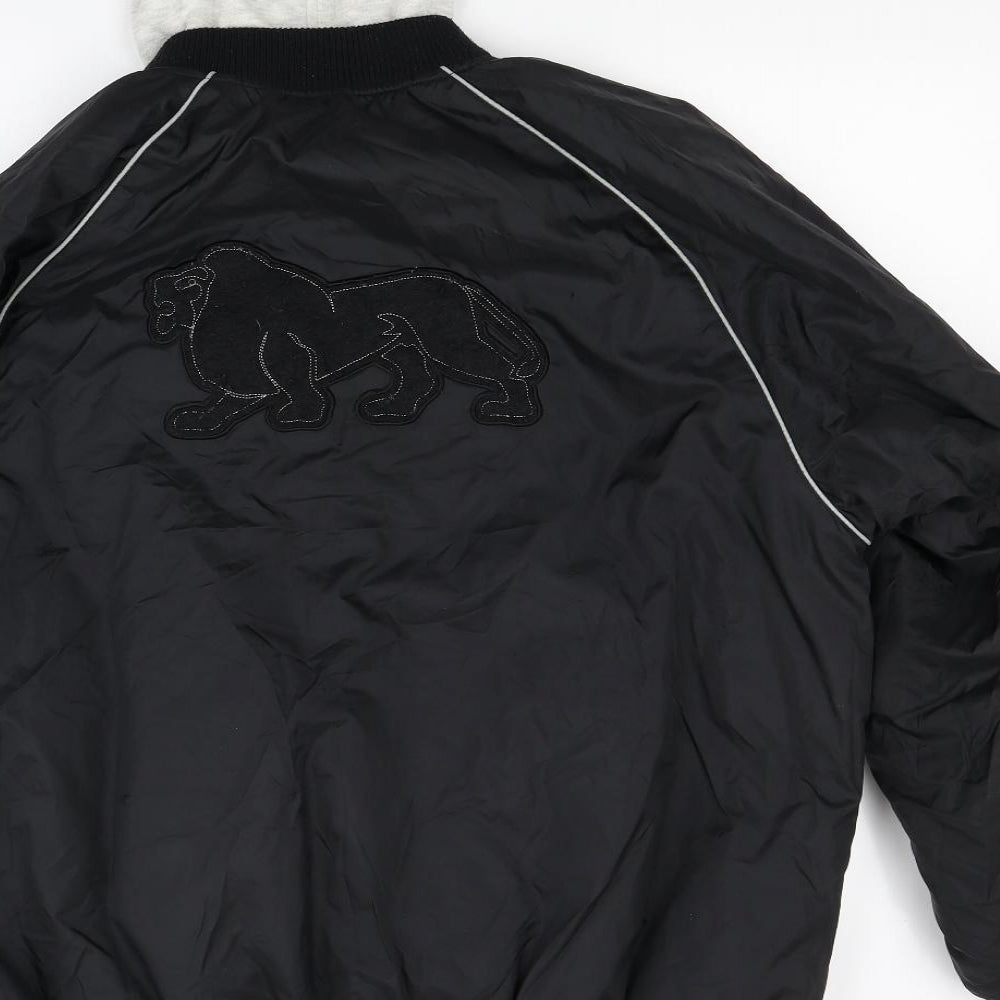 Lonsdale Mens Black  Canvas Bomber Jacket Coat Size L