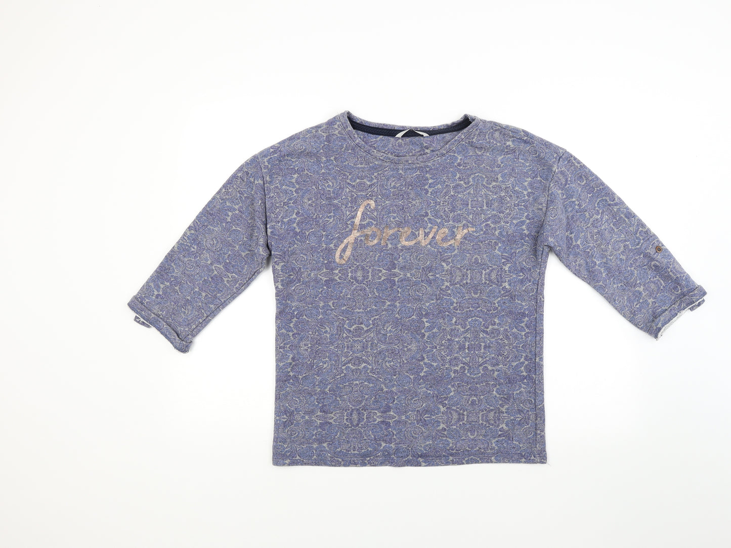 George Womens Blue Paisley Jacquard Pullover Sweatshirt Size 10