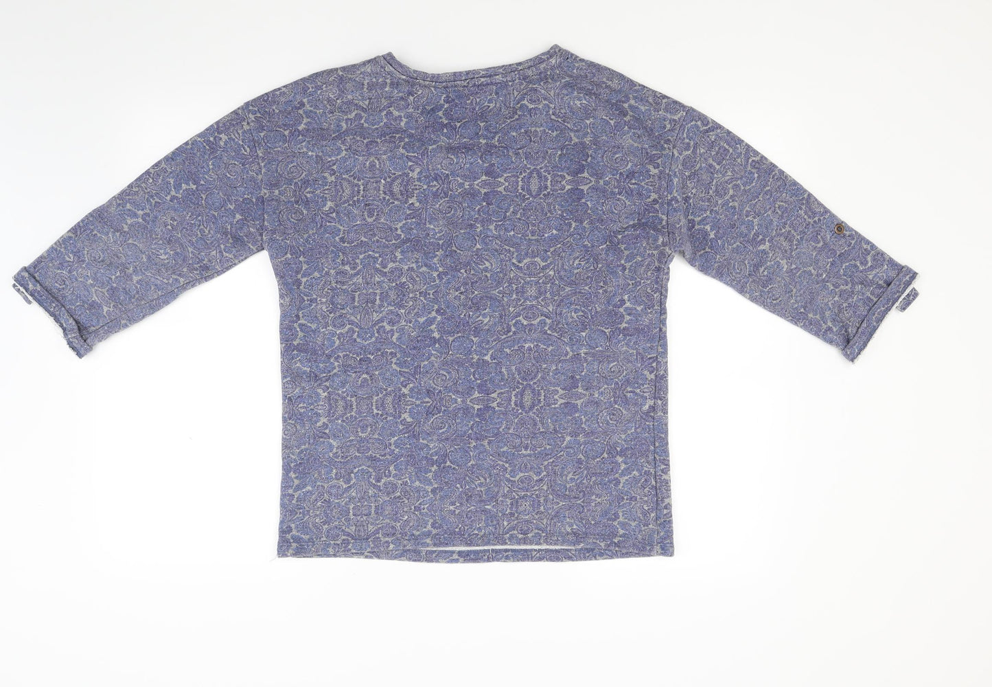 George Womens Blue Paisley Jacquard Pullover Sweatshirt Size 10